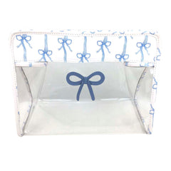 Necessaire Mami Pirâmide Laço Rococó Estampa Listra de Laços em Couro e Vinil personalizada