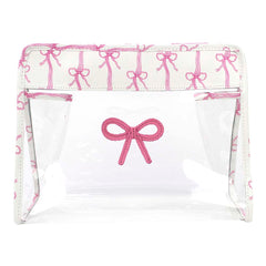 Necessaire Mami Pirâmide Laço Rococó Estampa Listra de Laços em Couro e Vinil personalizada