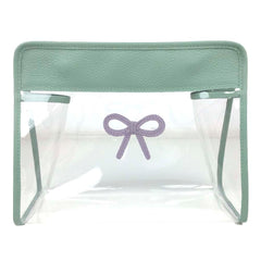 Necessaire Mami Pirâmide Laço Rococó Menta Liso com Lilás Liso Pronta Entrega