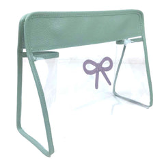 Necessaire Mami Pirâmide Laço Rococó Menta Liso com Lilás Liso Pronta Entrega