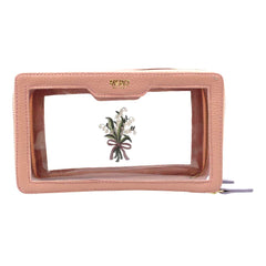 Necessaire Mini Crystal Bordado Muguet em Couro Personalizada