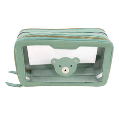 Necessaire Mini Crystal Blue Bear em Couro Personalizada