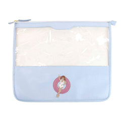 Necessaire Molhado P Azul Bebe com Rosa Blush e Estampa Petal Breeze Pronta Entrega