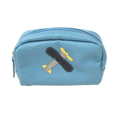 Necessaire P Little Plane Aqua Liso com Chumbo, Cinza Claro Liso e Lima Liso Pronta Entrega
