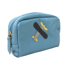 Necessaire P Little Plane Aqua Liso com Chumbo, Cinza Claro Liso e Lima Liso Pronta Entrega