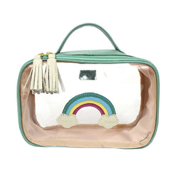 Necessaire Crystal P Arco Íris em Couro e Vinil Personalizado