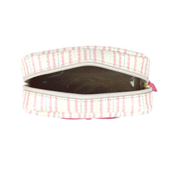 Necessaire Laço Rococó P Estampa Listrado Pontilhado Rosa em Couro Personalizado