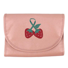 Necessaire Porta Laço Morango em Couro Personalizada