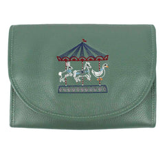 Necessaire Porta Laço Bordado Carrossel em Couro Personalizada
