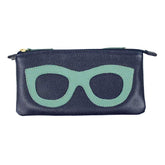 Porta Óculos Duplo Marinho Liso com Jade Pronta Entrega