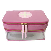 Necessaire Remédio Jumbo Rosa Blush com Rosa Chá e Off White Liso Pronta Entrega