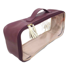Necessaire Crystal Retangular Laço Rococó Burgundy Liso com Off White Liso Pronta Entrega
