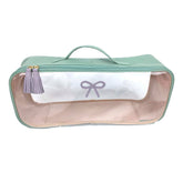 Necessaire Crystal Retangular Laço Rococó Menta Liso com Lilás Liso Pronta Entrega