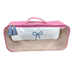 Necessaire Crystal Retangular Laço Rococó em Couro e Vinil Personalizada