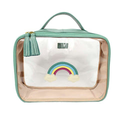 Necessaire Crystal M Arco Íris em Couro e Vinil Personalizado