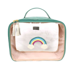 Necessaire Crystal M Arco Íris em Couro e Vinil Personalizado