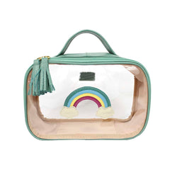 Necessaire Crystal P Arco Íris em Couro e Vinil Personalizado