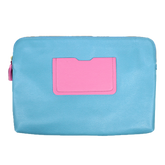 Pasta Notebook G Aqua Liso com Rosa Orquídea Pronta Entrega