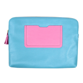 Pasta Notebook P Aqua Liso com Rosa Orquídea Pronta Entrega