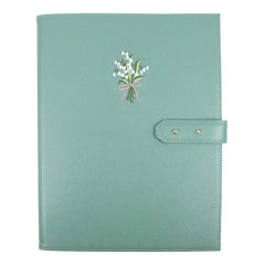 Pasta Portfólio Bordado Muguet em Couro Personalizado