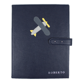 Pasta Portfólio Little Plane em Couro Personalizado