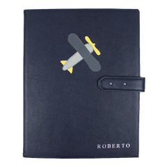 Pasta Portfólio Little Plane em Couro Personalizado