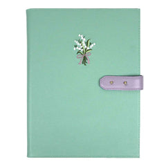 Pasta Portfólio Bordado Muguet em Couro Personalizado