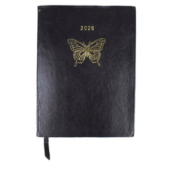 Planner My Days 2026 com Hotstamping Borboleta em Couro Personalizado