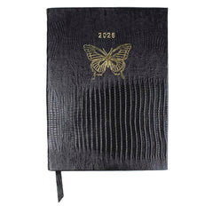 Planner My Days 2026 com Hotstamping Borboleta em Couro Personalizado