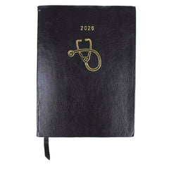 Planner My Days 2026 com Hotstamping Estetoscópio em Couro Personalizado