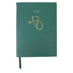 Planner My Days 2026 com Hotstamping Estetoscópio em Couro Personalizado