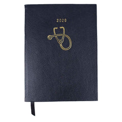 Planner My Days 2026 com Hotstamping Estetoscópio em Couro Personalizado