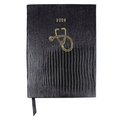 Planner My Days 2026 com Hotstamping Estetoscópio em Couro Personalizado