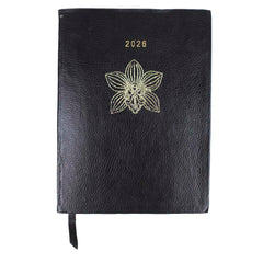 Planner My Days 2026 com Hotstamping Orquídea em Couro Personalizado