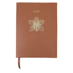 Planner My Days 2026 com Hotstamping Orquídea em Couro Personalizado