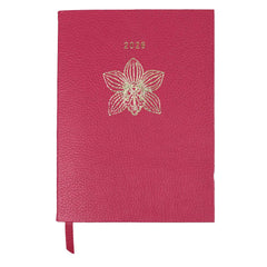 Planner My Days 2026 com Hotstamping Orquídea em Couro Personalizado