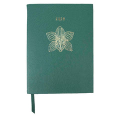 Planner My Days 2026 com Hotstamping Orquídea em Couro Personalizado