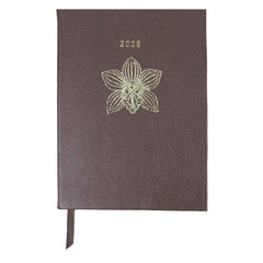 Planner My Days 2026 com Hotstamping Orquídea em Couro Personalizado
