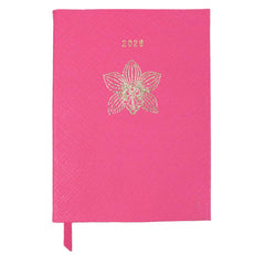 Planner My Days 2026 com Hotstamping Orquídea em Couro Personalizado