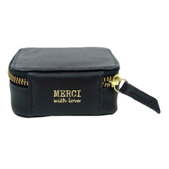 Porta Batom Preto Safiano com Preto Liso Pronta Entrega