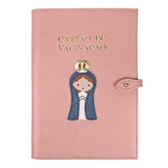Porta Cartão de Vacina Nossa Senhora + Caderneta de Saúde Impressa em Couro Personalizado