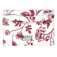 Porta Cartão de Crédito Estampa Botanique Vermelho Pronta Entrega