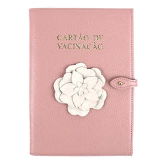 Porta Cartão de Vacina Camélia em Couro Personalizado