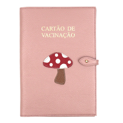 Porta Cartão de Vacina Cogumelo em Couro Personalizado