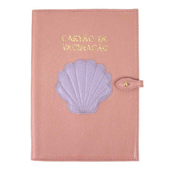 Porta Cartão de Vacina Concha Algodão Doce Liso com Lilás Liso Pronta Entrega