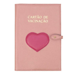 Porta Cartão de Vacina Coração em Couro Personalizado