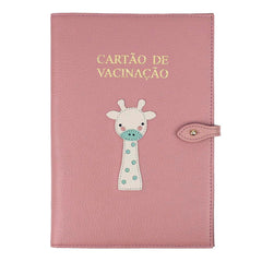 Porta Cartão de Vacina Girafinha em Couro Personalizado