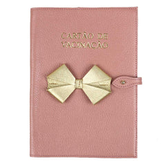 Porta Cartão de Vacina Laço em Couro Personalizado