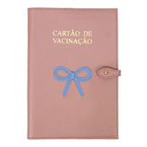 Porta Cartão de Vacina Laço Rococó + Caderneta de Saúde Impressa em Couro Personalizado
