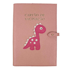 Porta Cartão de Vacina Little Dino em Couro Personalizado